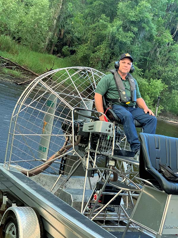 Police officer on Air boat